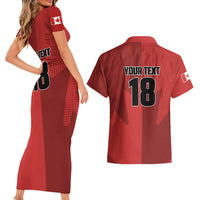 Canada Soccer Maple Leaf Custom Couples Matching Short Sleeve Bodycon Dress and Hawaiian Shirt Sporty Style - Wonder Print Shop