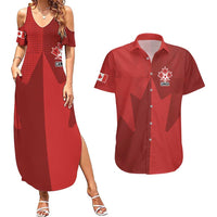Canada Soccer Maple Leaf Custom Couples Matching Summer Maxi Dress and Hawaiian Shirt Sporty Style - Wonder Print Shop