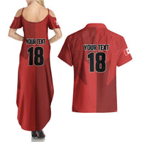 Canada Soccer Maple Leaf Custom Couples Matching Summer Maxi Dress and Hawaiian Shirt Sporty Style - Wonder Print Shop