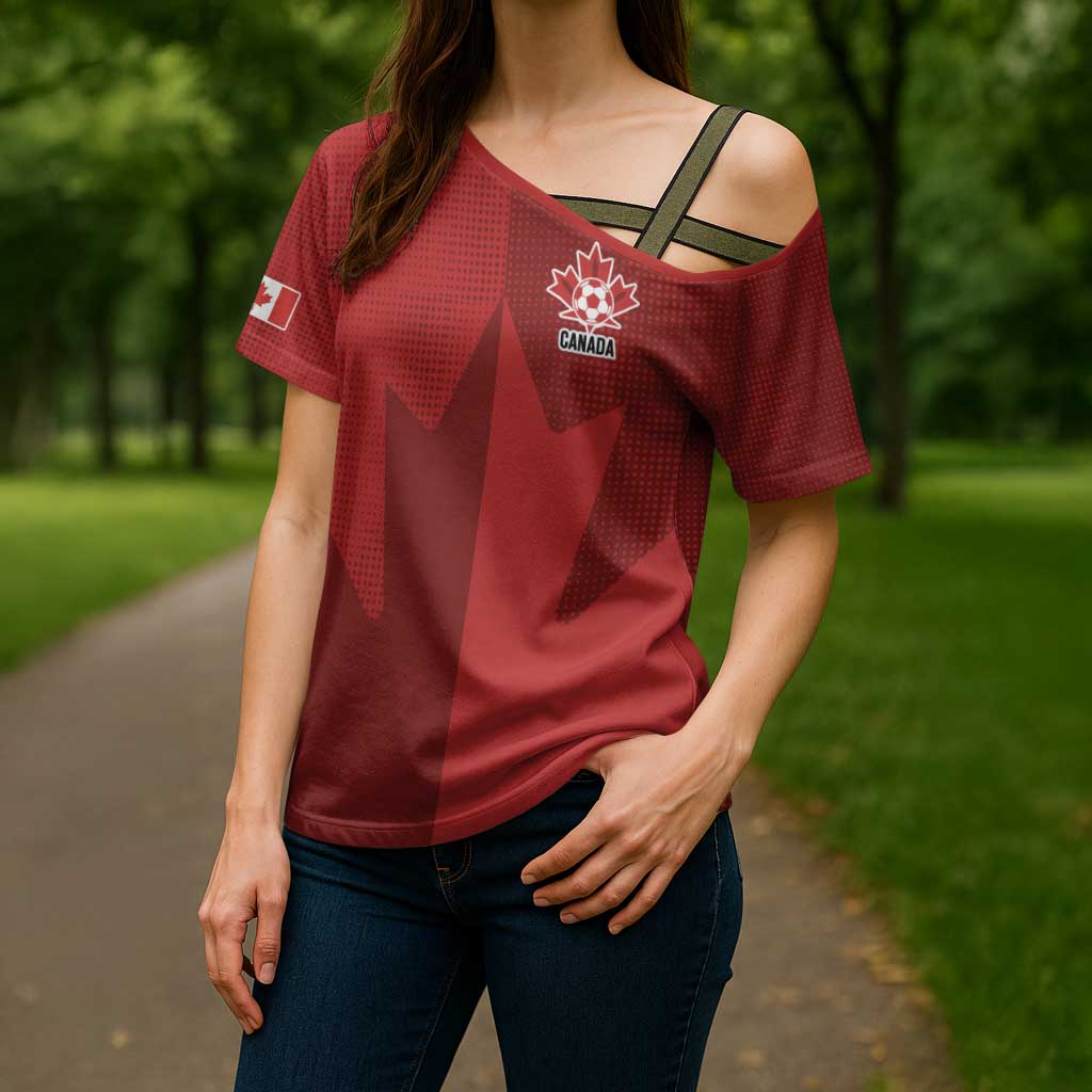 Canada Soccer Maple Leaf Custom Cross Shoulder Shirt Sporty Style - Wonder Print Shop