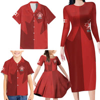 Canada Soccer Maple Leaf Custom Family Matching Long Sleeve Bodycon Dress and Hawaiian Shirt Sporty Style - Wonder Print Shop