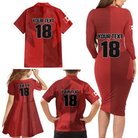Canada Soccer Maple Leaf Custom Family Matching Long Sleeve Bodycon Dress and Hawaiian Shirt Sporty Style - Wonder Print Shop