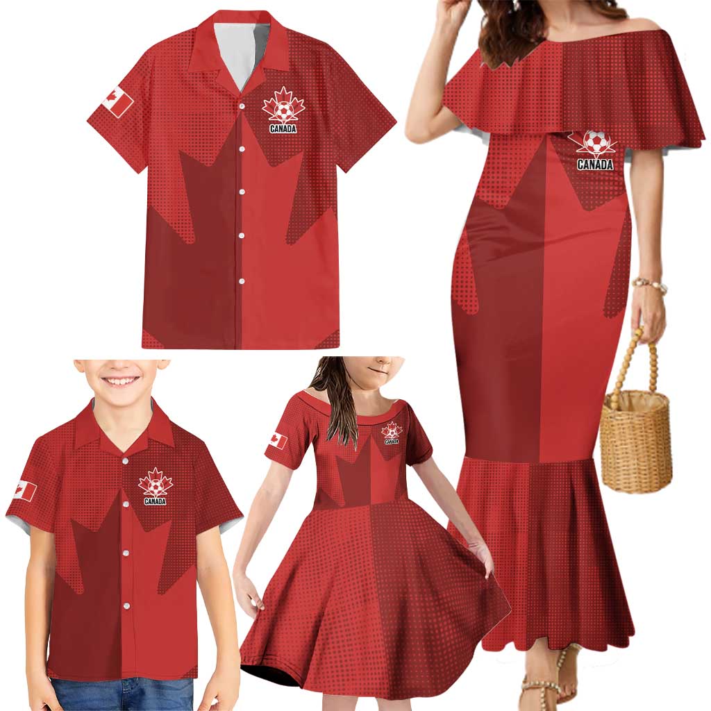 Canada Soccer Maple Leaf Custom Family Matching Mermaid Dress and Hawaiian Shirt Sporty Style - Wonder Print Shop