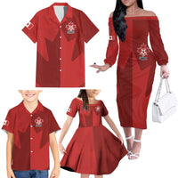 Canada Soccer Maple Leaf Custom Family Matching Off The Shoulder Long Sleeve Dress and Hawaiian Shirt Sporty Style - Wonder Print Shop