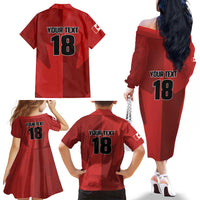 Canada Soccer Maple Leaf Custom Family Matching Off The Shoulder Long Sleeve Dress and Hawaiian Shirt Sporty Style - Wonder Print Shop