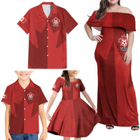 Canada Soccer Maple Leaf Custom Family Matching Off Shoulder Maxi Dress and Hawaiian Shirt Sporty Style - Wonder Print Shop