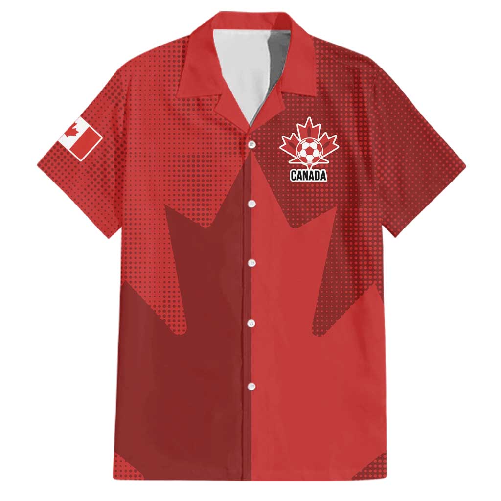 Canada Soccer Maple Leaf Custom Family Matching Off Shoulder Maxi Dress and Hawaiian Shirt Sporty Style - Wonder Print Shop
