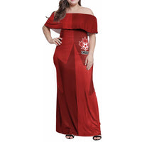 Canada Soccer Maple Leaf Custom Family Matching Off Shoulder Maxi Dress and Hawaiian Shirt Sporty Style - Wonder Print Shop