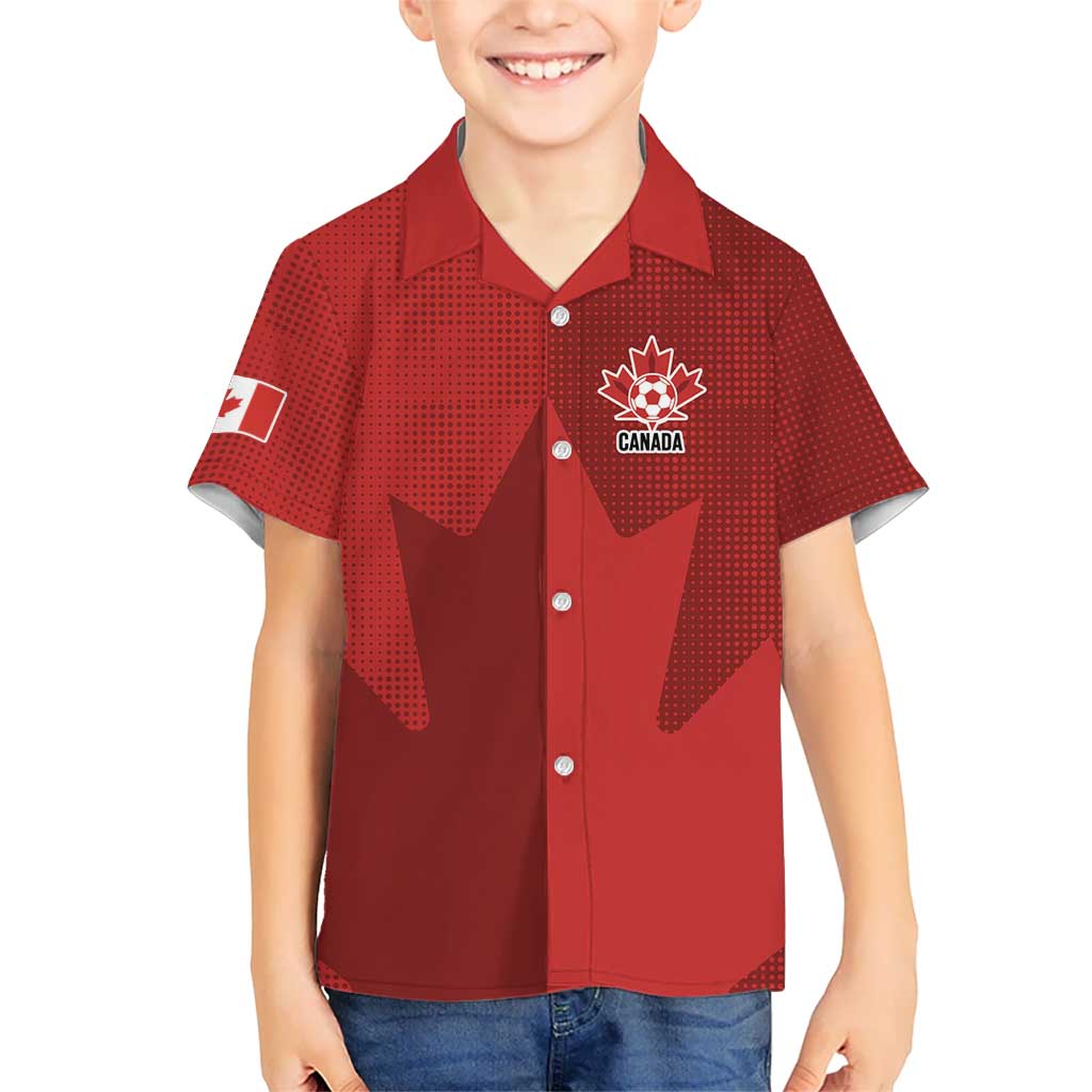 Canada Soccer Maple Leaf Custom Family Matching Off Shoulder Maxi Dress and Hawaiian Shirt Sporty Style - Wonder Print Shop