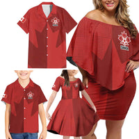 Canada Soccer Maple Leaf Custom Family Matching Off Shoulder Short Dress and Hawaiian Shirt Sporty Style - Wonder Print Shop