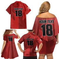 Canada Soccer Maple Leaf Custom Family Matching Off Shoulder Short Dress and Hawaiian Shirt Sporty Style - Wonder Print Shop