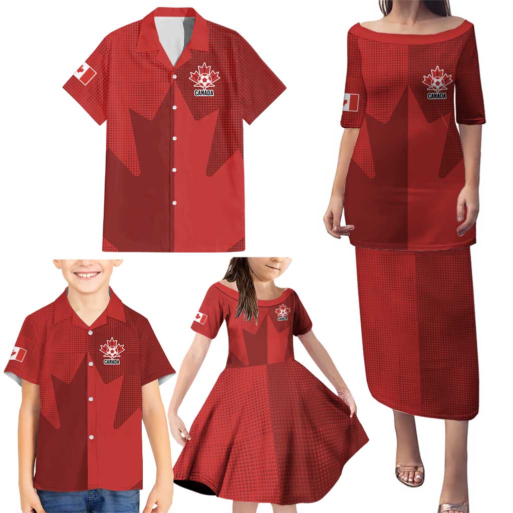 Canada Soccer Maple Leaf Custom Family Matching Puletasi and Hawaiian Shirt Sporty Style - Wonder Print Shop