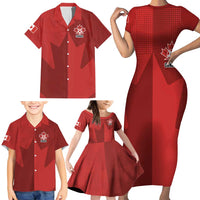 Canada Soccer Maple Leaf Custom Family Matching Short Sleeve Bodycon Dress and Hawaiian Shirt Sporty Style - Wonder Print Shop