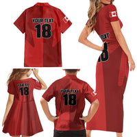 Canada Soccer Maple Leaf Custom Family Matching Short Sleeve Bodycon Dress and Hawaiian Shirt Sporty Style - Wonder Print Shop