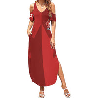Canada Soccer Maple Leaf Custom Family Matching Summer Maxi Dress and Hawaiian Shirt Sporty Style - Wonder Print Shop