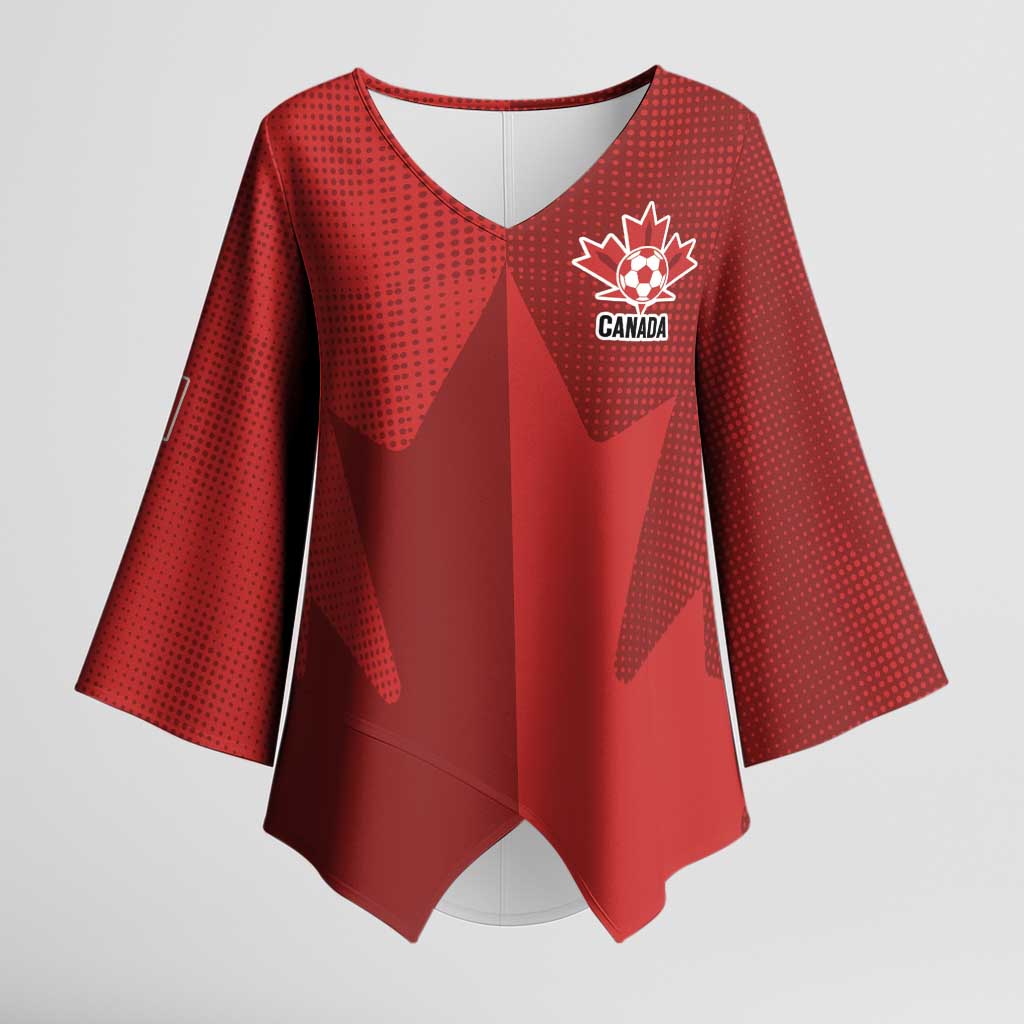 Canada Soccer Maple Leaf Custom Kimono Sleeve Blouse Sporty Style - Wonder Print Shop