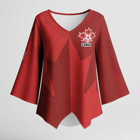 Canada Soccer Maple Leaf Custom Kimono Sleeve Blouse Sporty Style - Wonder Print Shop