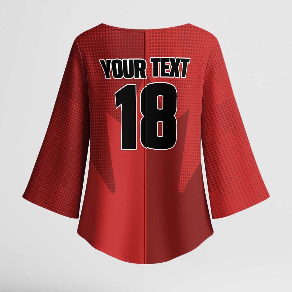 Canada Soccer Maple Leaf Custom Kimono Sleeve Blouse Sporty Style - Wonder Print Shop