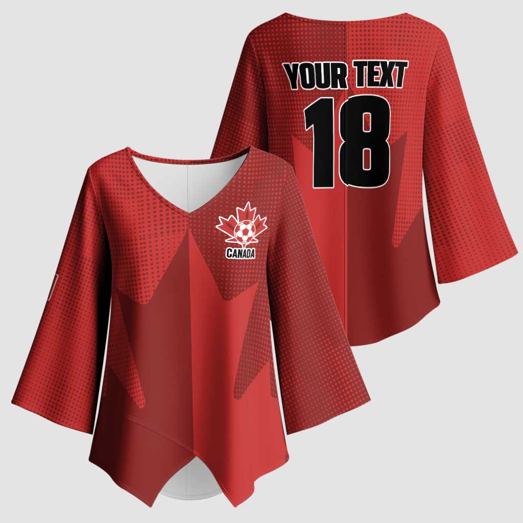 Canada Soccer Maple Leaf Custom Kimono Sleeve Blouse Sporty Style - Wonder Print Shop