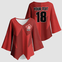 Canada Soccer Maple Leaf Custom Kimono Sleeve Blouse Sporty Style - Wonder Print Shop