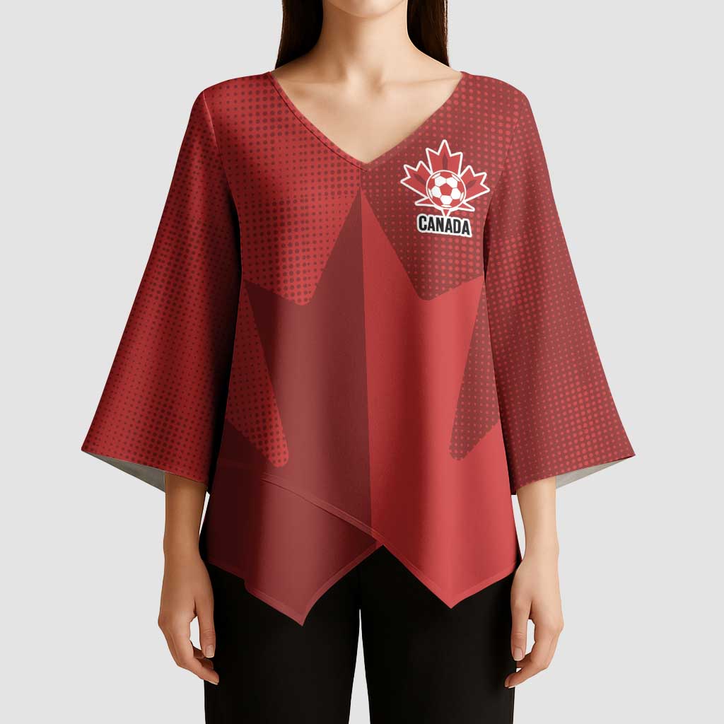 Canada Soccer Maple Leaf Custom Kimono Sleeve Blouse Sporty Style - Wonder Print Shop