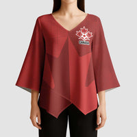 Canada Soccer Maple Leaf Custom Kimono Sleeve Blouse Sporty Style - Wonder Print Shop