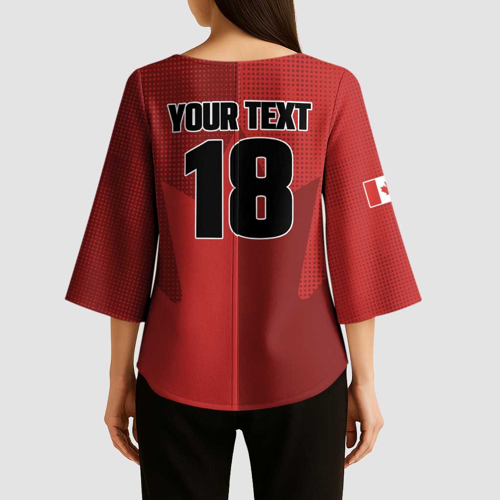 Canada Soccer Maple Leaf Custom Kimono Sleeve Blouse Sporty Style - Wonder Print Shop