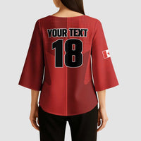 Canada Soccer Maple Leaf Custom Kimono Sleeve Blouse Sporty Style - Wonder Print Shop