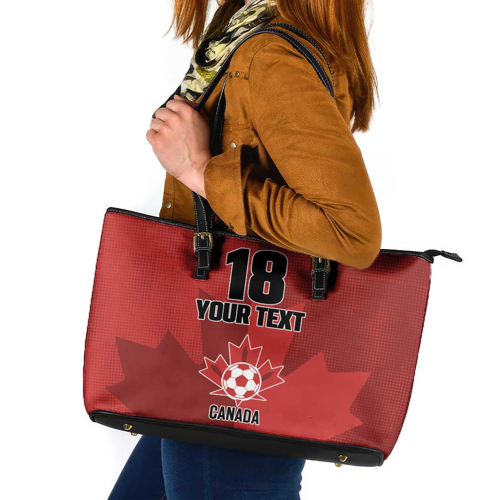 Canada Soccer Maple Leaf Custom Leather Tote Bag Sporty Style - Wonder Print Shop