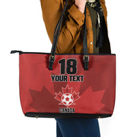 Canada Soccer Maple Leaf Custom Leather Tote Bag Sporty Style - Wonder Print Shop