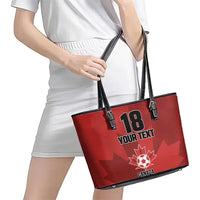 Canada Soccer Maple Leaf Custom Leather Tote Bag Sporty Style - Wonder Print Shop