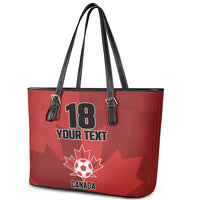 Canada Soccer Maple Leaf Custom Leather Tote Bag Sporty Style - Wonder Print Shop