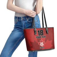 Canada Soccer Maple Leaf Custom Leather Tote Bag Sporty Style - Wonder Print Shop