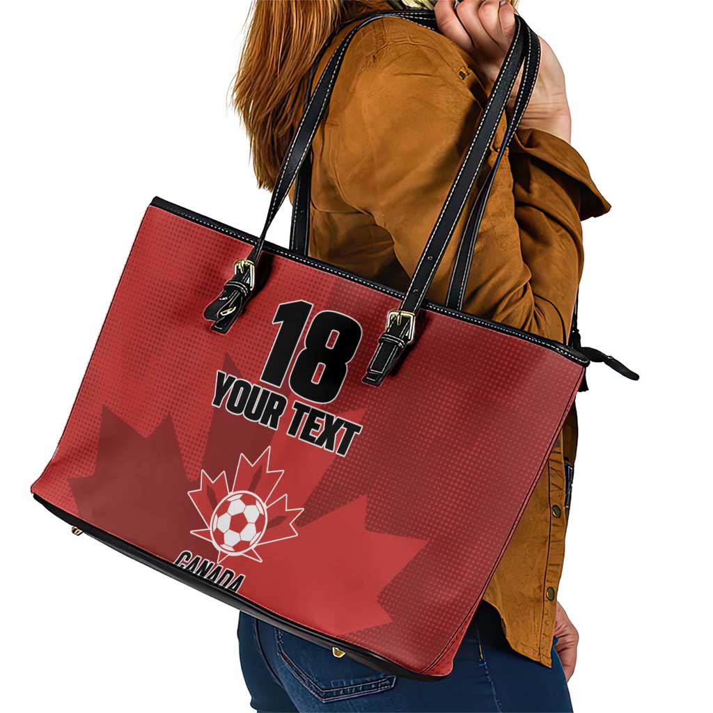 Canada Soccer Maple Leaf Custom Leather Tote Bag Sporty Style - Wonder Print Shop