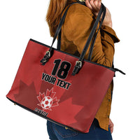 Canada Soccer Maple Leaf Custom Leather Tote Bag Sporty Style - Wonder Print Shop