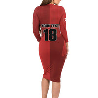 Canada Soccer Maple Leaf Custom Long Sleeve Bodycon Dress Sporty Style - Wonder Print Shop