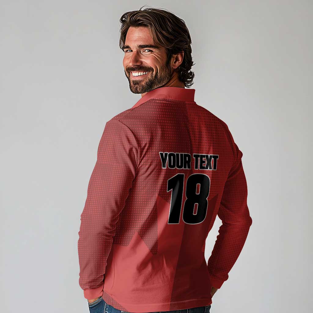Canada Soccer Maple Leaf Custom Long Sleeve Polo Shirt Sporty Style - Wonder Print Shop