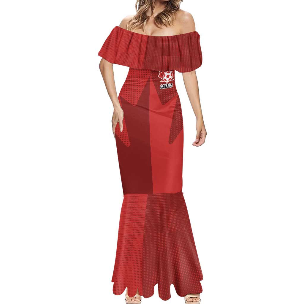 Canada Soccer Maple Leaf Custom Mermaid Dress Sporty Style - Wonder Print Shop