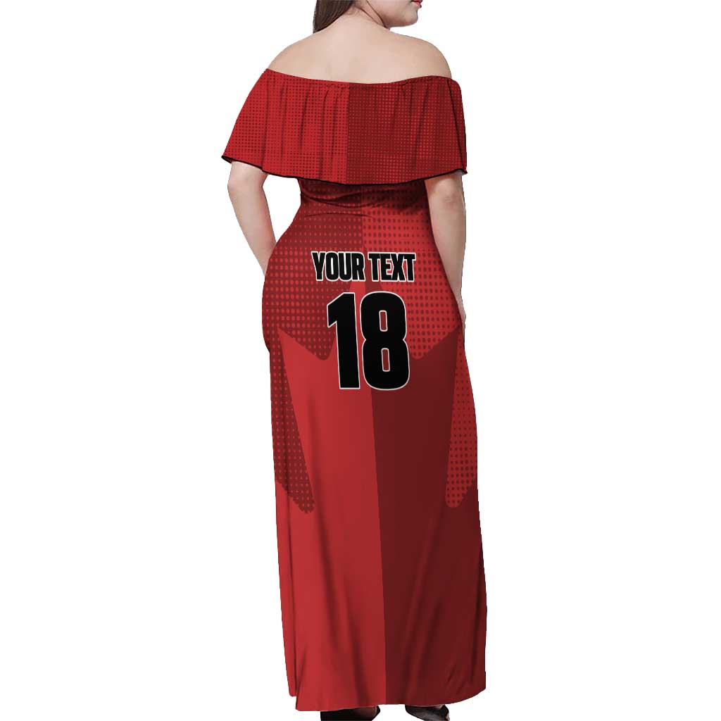 Canada Soccer Maple Leaf Custom Off Shoulder Maxi Dress Sporty Style - Wonder Print Shop
