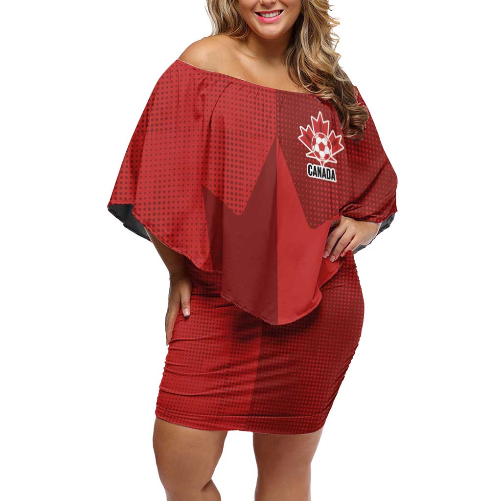Canada Soccer Maple Leaf Custom Off Shoulder Short Dress Sporty Style - Wonder Print Shop
