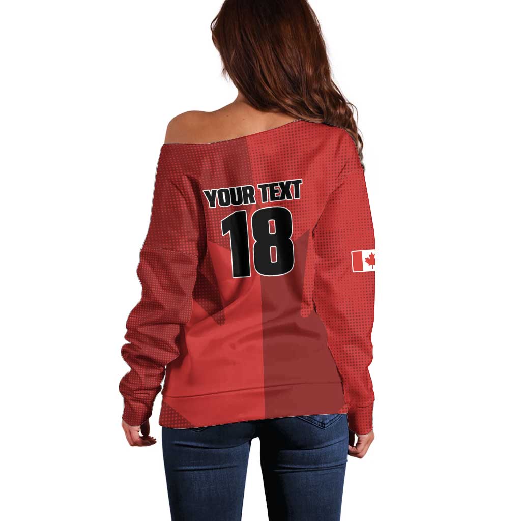 Canada Soccer Maple Leaf Custom Off Shoulder Sweater Sporty Style - Wonder Print Shop