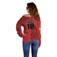 Canada Soccer Maple Leaf Custom Off Shoulder Sweater Sporty Style - Wonder Print Shop