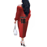 Canada Soccer Maple Leaf Custom Off The Shoulder Long Sleeve Dress Sporty Style - Wonder Print Shop