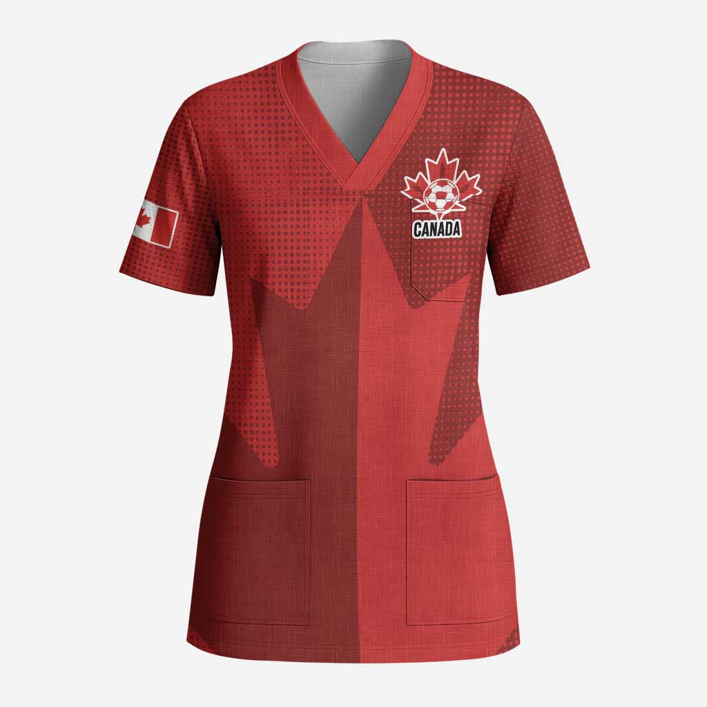 Canada Soccer Maple Leaf Custom Scrub Top Sporty Style - Wonder Print Shop