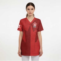 Canada Soccer Maple Leaf Custom Scrub Top Sporty Style - Wonder Print Shop