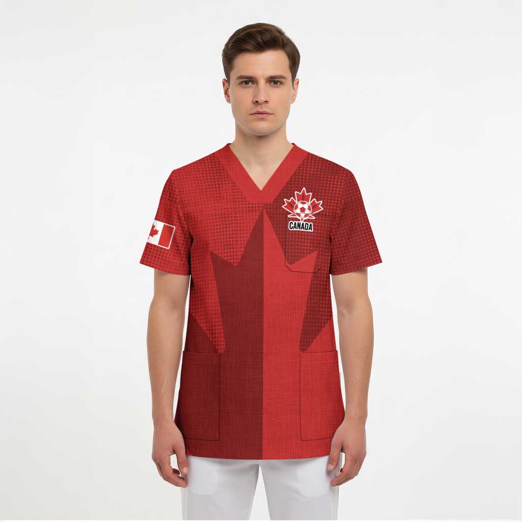 Canada Soccer Maple Leaf Custom Scrub Top Sporty Style - Wonder Print Shop