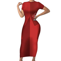 Canada Soccer Maple Leaf Custom Short Sleeve Bodycon Dress Sporty Style - Wonder Print Shop
