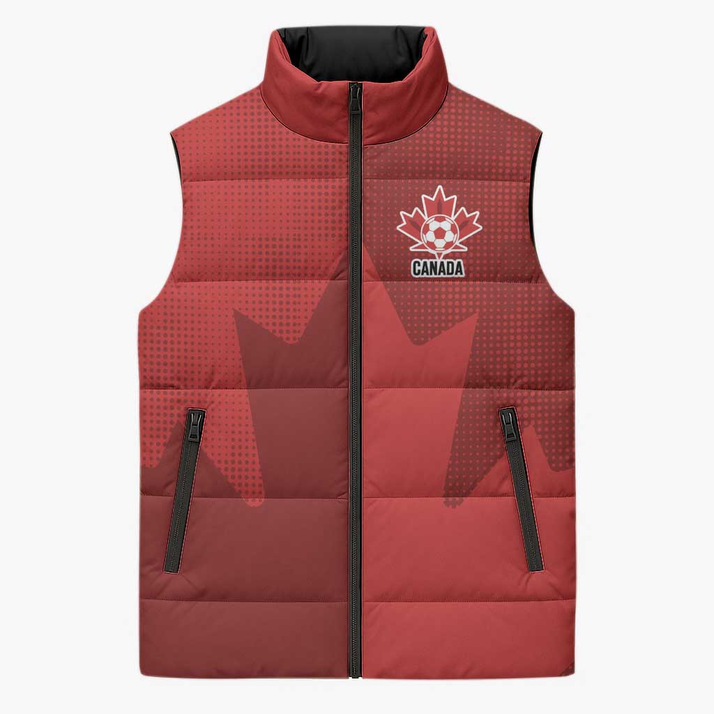 Canada Soccer Maple Leaf Custom Sleeveless Puffer Jacket Sporty Style - Wonder Print Shop