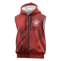 Canada Soccer Maple Leaf Custom Sleeveless Zip Hoodie Sporty Style - Wonder Print Shop