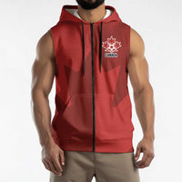 Canada Soccer Maple Leaf Custom Sleeveless Zip Hoodie Sporty Style - Wonder Print Shop